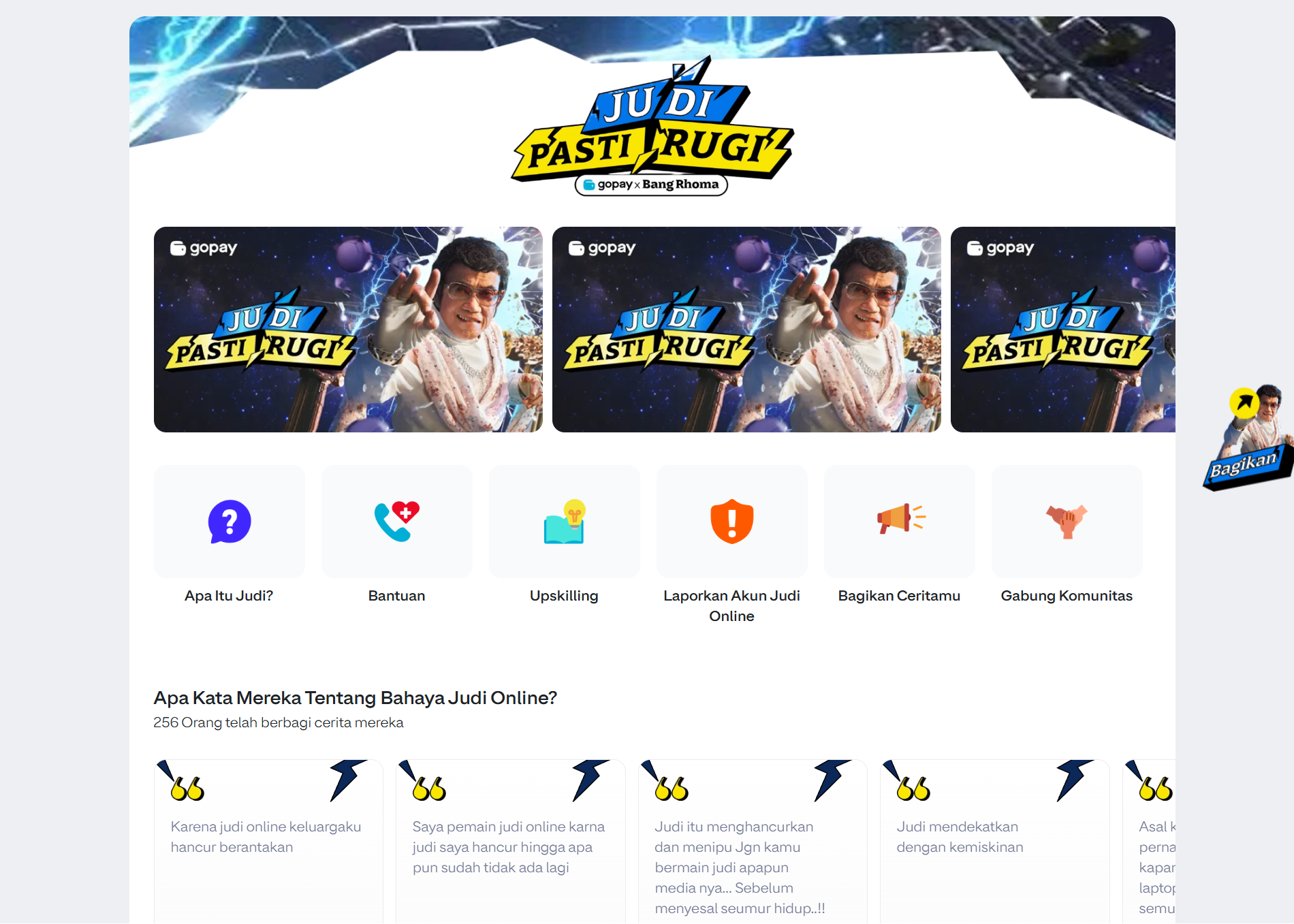 Judi Pasti Rugi Campaign Landing Page